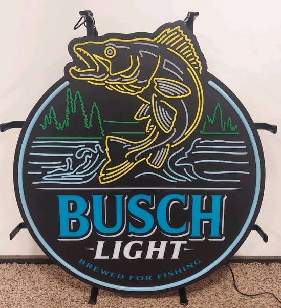 Busch Light Beer Bass Fish LED Neon Sign Light Lamp With Dimmer Version I