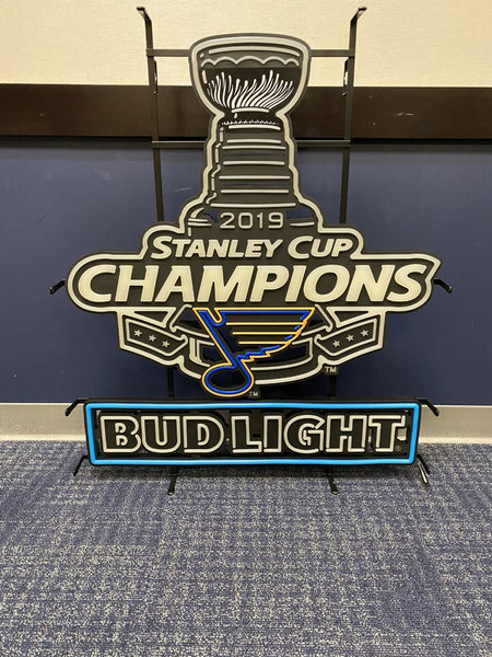 Bud Light 2019 St. Louis Blues Stanley Cup Champions LED Neon Sign Light Lamp