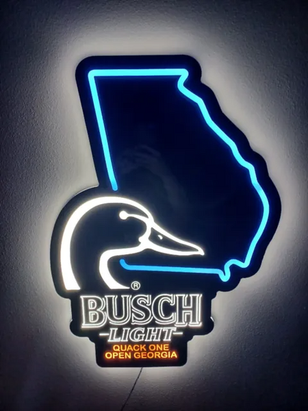 Busch Light Beer Flying Duck Ducks Quack One Open Georgia State LED Neon Sign Light Lamp