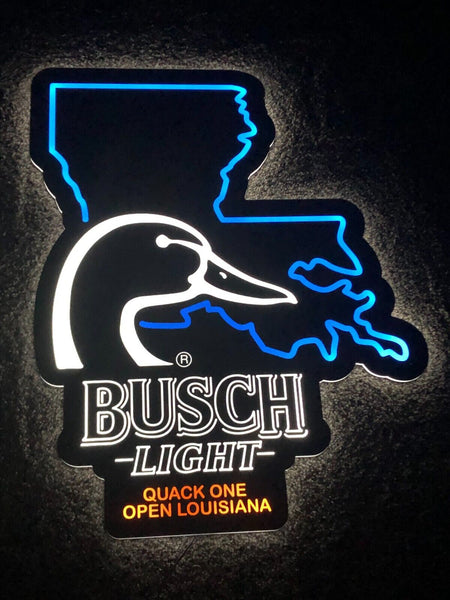 Busch Light Beer Flying Duck Ducks Quack One Open Louisiana State LED Neon Sign Light Lamp