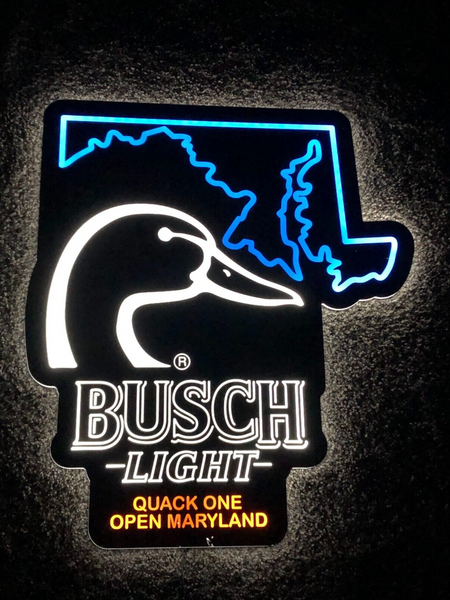 Busch Light Beer Flying Duck Ducks Quack One Open Maryland State LED Neon Sign Light Lamp