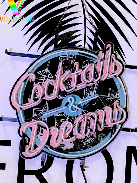Cocktails & Dreams Neon Light Sign Lamp With HD Vivid Printing
