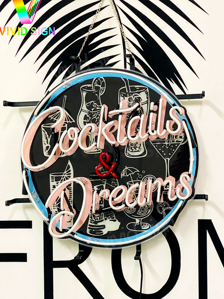 Cocktails & Dreams Martini Neon Light Sign Lamp With HD Vivid Printing