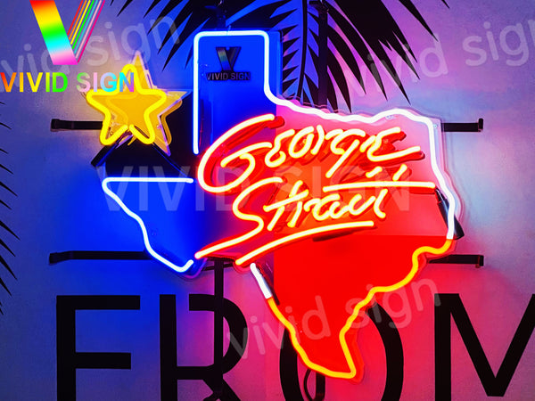 George Strait Texas Neon Light Sign Lamp With HD Vivid Printing
