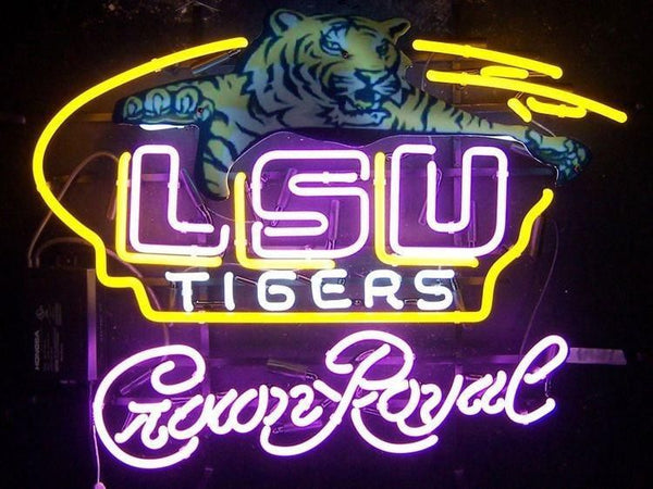 Crown Royal LSU Tigers Mascot Neon Sign Light Lamp