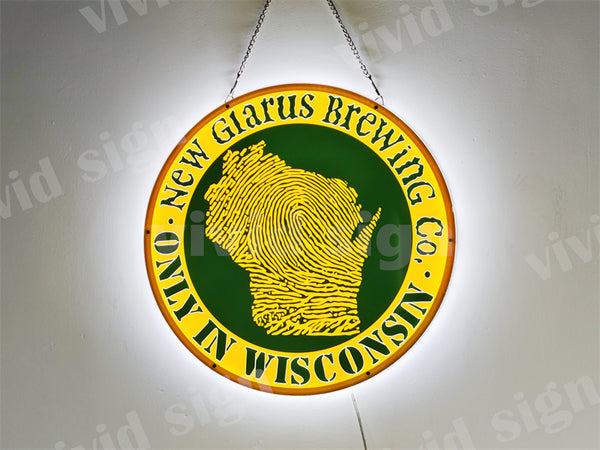 New Glarus Brewing Co. Only In Wisconsin 2D LED Neon Sign Light Lamp