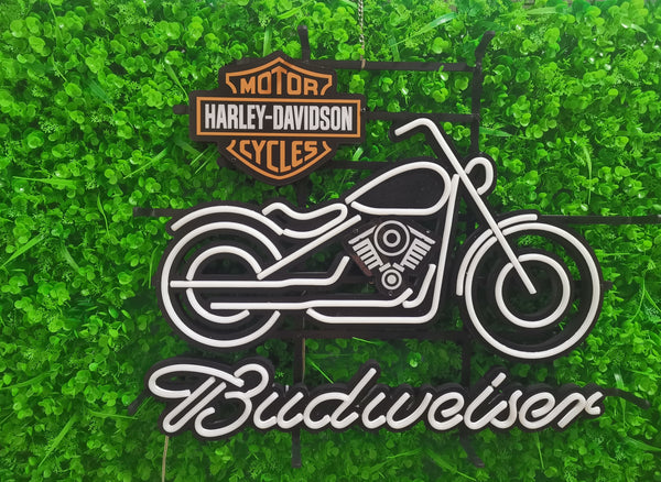 Harley Davidson Budweiser Beer Logo LED Sign Light Lamp Not Neon