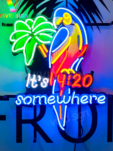 It's 4:20 Somewhere Parrot Beer Light Lamp Neon Sign with HD Vivid Printing Technology