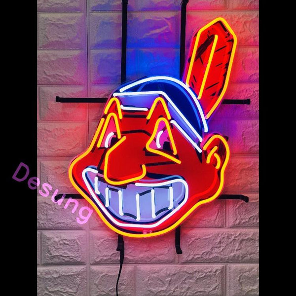 Desung Cleveland Indians (Sports - Baseball) vivid neon sign, front view, turned on