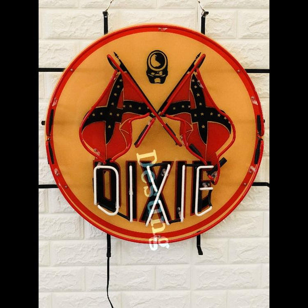 Desung Dixie Gas Gasoline (Business - Gas Station) vivid neon sign, front view, turned off