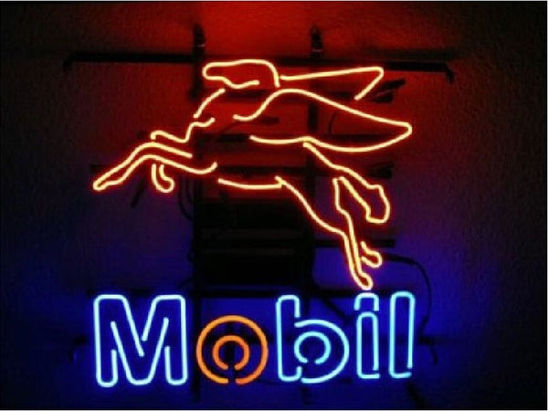 Mobil Gas Gasoline Neon Sign