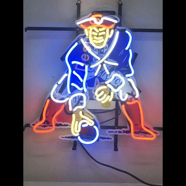Desung New England Patriots (Sports - Football) vivid neon sign, front view, turned on