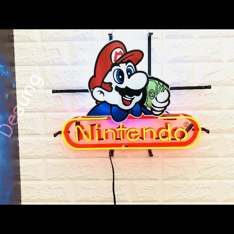 Desung Nintendo (Business - Arcade) vivid neon sign, front view, turned on