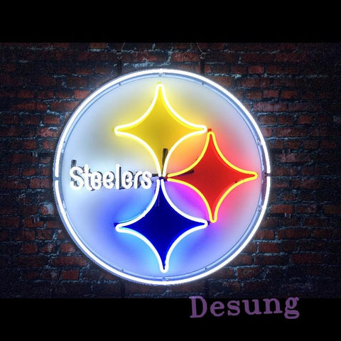 Desung Pittsburgh Steelers (Sports - Football) vivid neon sign, front view, turned on