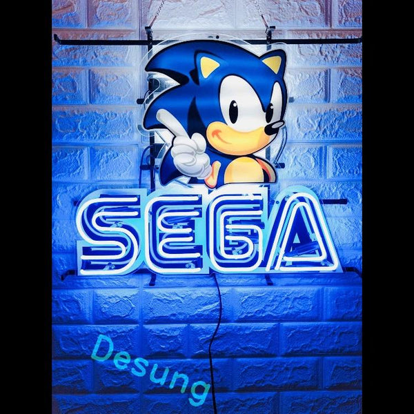 Desung SEGA (Business - Game) vivid neon sign, front view, turned on