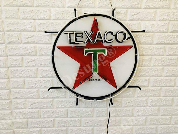 Texaco Gasoline Motor Oil Gas Lamp Light Neon Sign with HD Vivid Printing