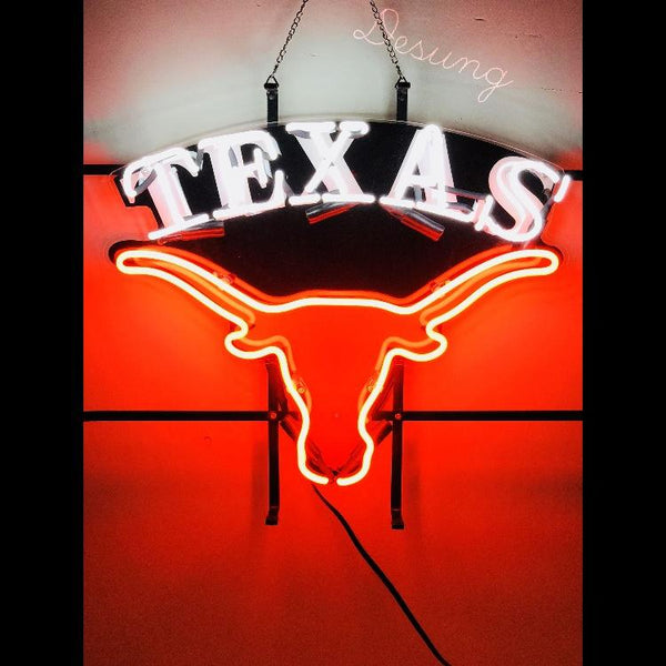 Desung Texas Longhorns (Sports - Football) vivid neon sign, front view, turned on