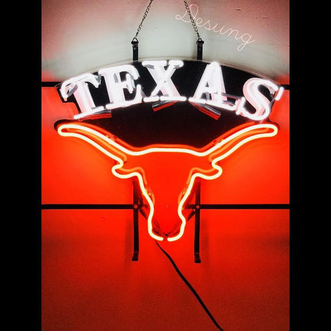 Desung Texas Longhorns (Sports - Football) vivid neon sign, front view, turned on