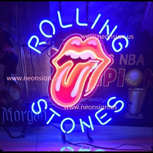 Desung The Rolling Stones Tongue and Lip Design logo band (Business - Bar) vivid neon sign
