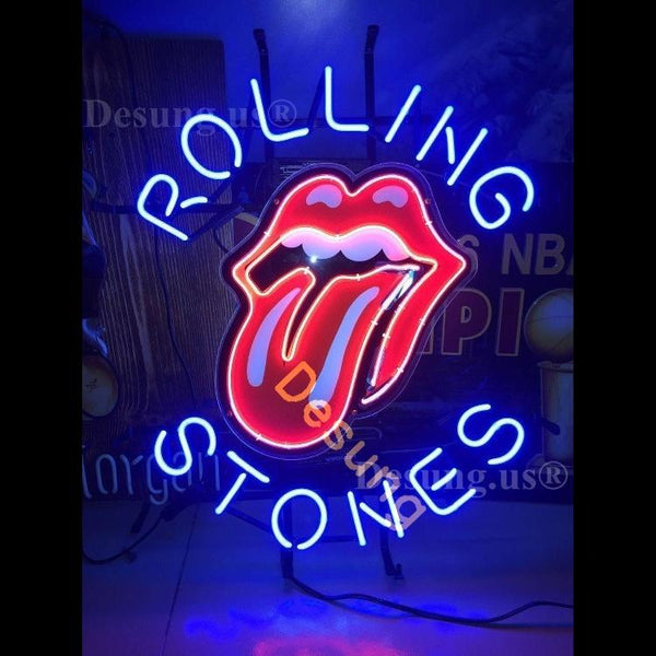 Desung The Rolling Stones Tongue and Lip Design logo (Business - Bar) band vivid neon sign