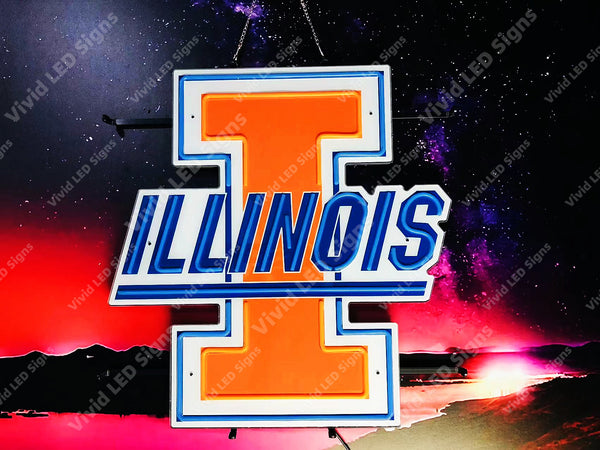Illinois Fighting Illini LED Neon Sign Light Lamp With Dimmer