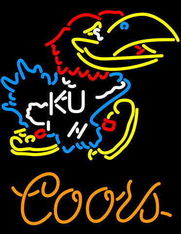 Kansas Jayhawks University Mascot Logo Beer Neon Light Lamp Sign