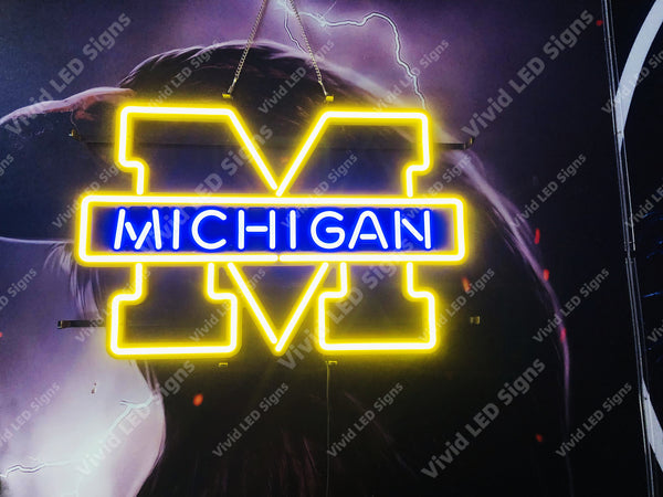 Michigan Wolverines LED Neon Sign Light Lamp With Dimmer