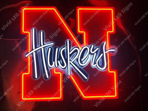 Nebraska Huskers Basketball LED Neon Sign Light Lamp With Dimmer