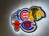 Chicago Blackhawks Bulls Cubs Bears White Sox 2D LED Neon Sign Light Lamp