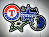 Dallas Stars Cowboys Mavericks Rangers 2D LED Neon Sign Light Lamp
