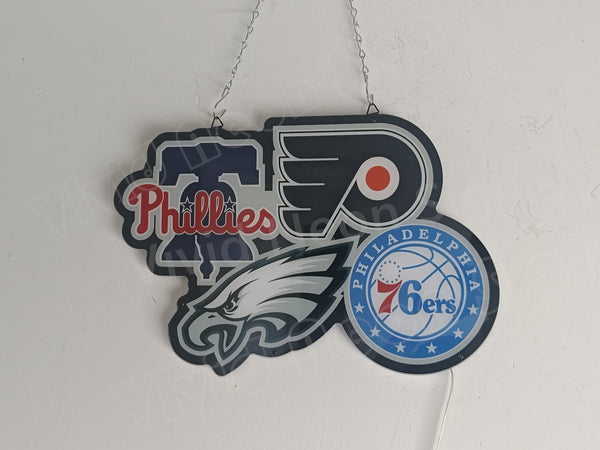 Philadelphia Eagles Flyers 76ers Phillies 2D LED Neon Sign Light Lamp