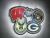 Wisconsin Brewers Bucks Green Bay Packers 2D LED Neon Sign Light Lamp