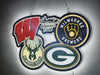 Wisconsin Brewers Bucks Green Bay Packers 2D LED Neon Sign Light Lamp