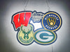 Wisconsin Brewers Bucks Green Bay Packers 2D LED Neon Sign Light Lamp