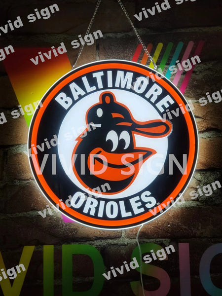 Baltimore Orioles Round Logo 3D LED Neon Sign Light Lamp