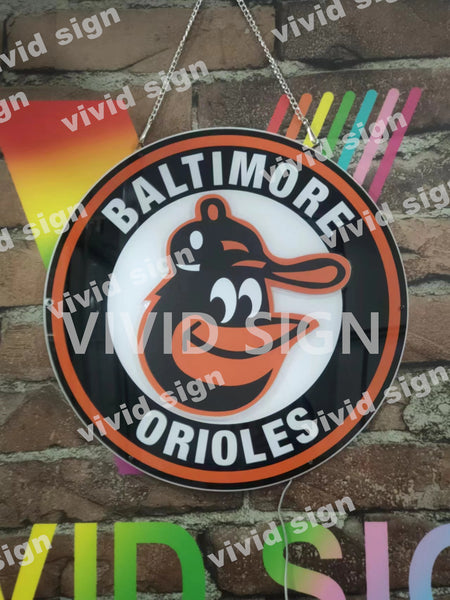 Baltimore Orioles Round Logo 3D LED Neon Sign Light Lamp