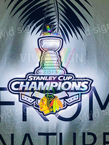 2013 Stanley Cup Champions Chicago Blackhawks 3D LED Neon Sign Light Lamp