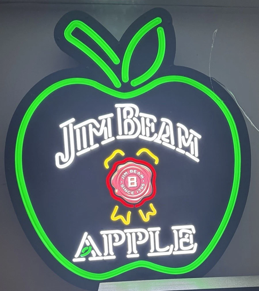 Jim Beam Apple Beer Bar 2D LED Neon Sign Light Lamp