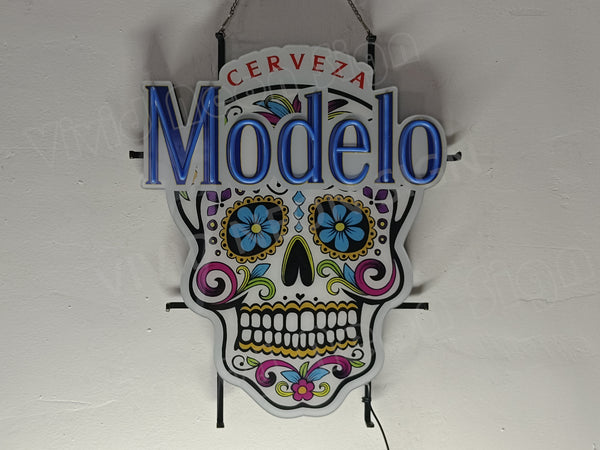 Cerveza Modelo Sugar Skull LED Neon Sign Light Lamp With Dimmer