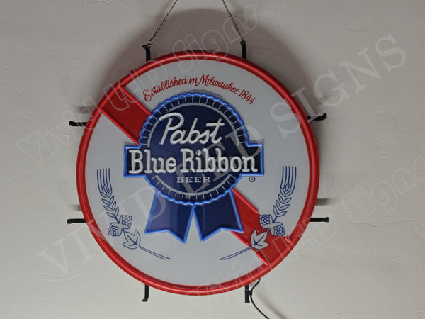 Pabst Blue Ribbon Beer Version II LED Neon Sign Light Lamp With Dimmer