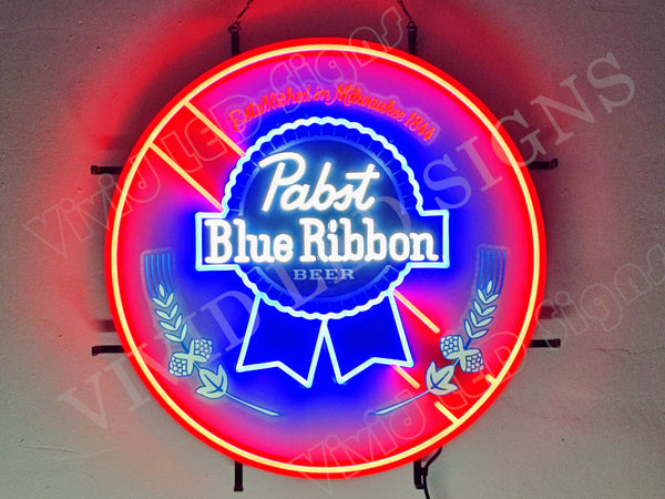 Pabst Blue Ribbon Beer Version II LED Neon Sign Light Lamp With Dimmer
