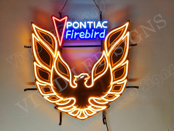 Pontiac Firebird Auto Gold LED Neon Sign Light Lamp With Dimmer
