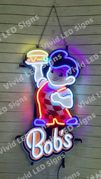 Big Boy Bob's Restaurant Burger LED Neon Sign Light Lamp