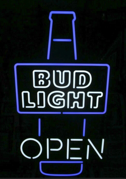 Bud Light Beer Bottle Open Faux LED Neon Sign Light Lamp