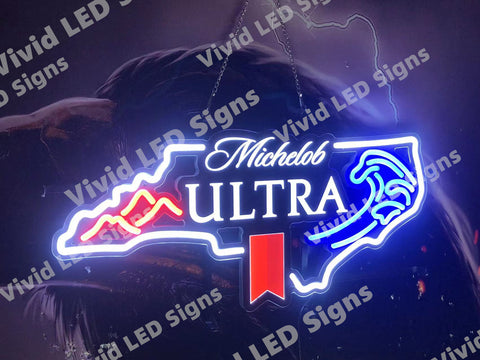 Michelob Ultra North Carolina Map LED Neon Sign Light Lamp