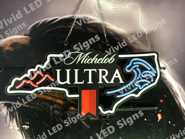 Michelob Ultra North Carolina Map LED Neon Sign Light Lamp