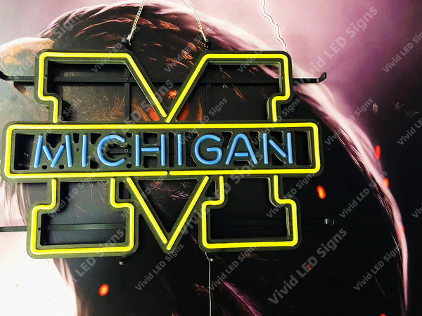 Michigan Wolverines LED Neon Sign Light Lamp WIth Dimmer