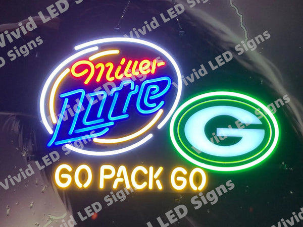 Green Bay Packers Go Pack Go LED Neon Sign Light Lamp