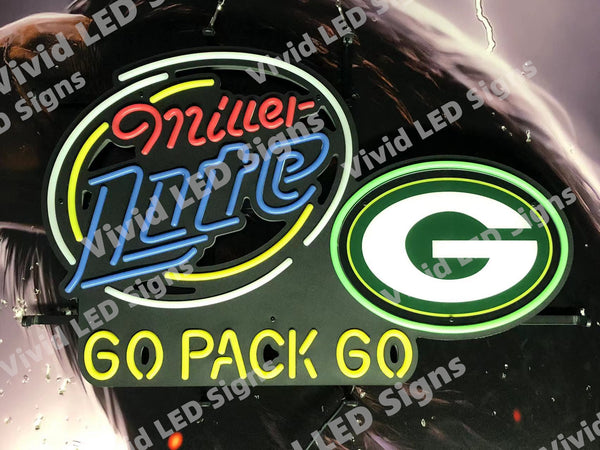 Green Bay Packers Go Pack Go LED Neon Sign Light Lamp