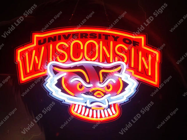 Wisconsin Badgers LED Neon Sign Light Lamp WIth Dimmer